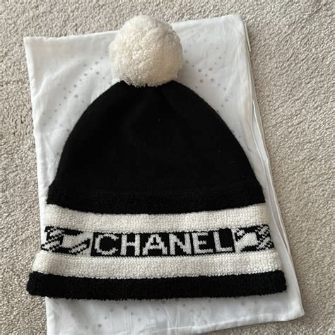 chanel beanie black and white|chanel hats black and silver.